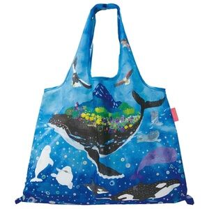 NEW Japan Folding Eco Tote Bag Whale Design Mirei Yoshida